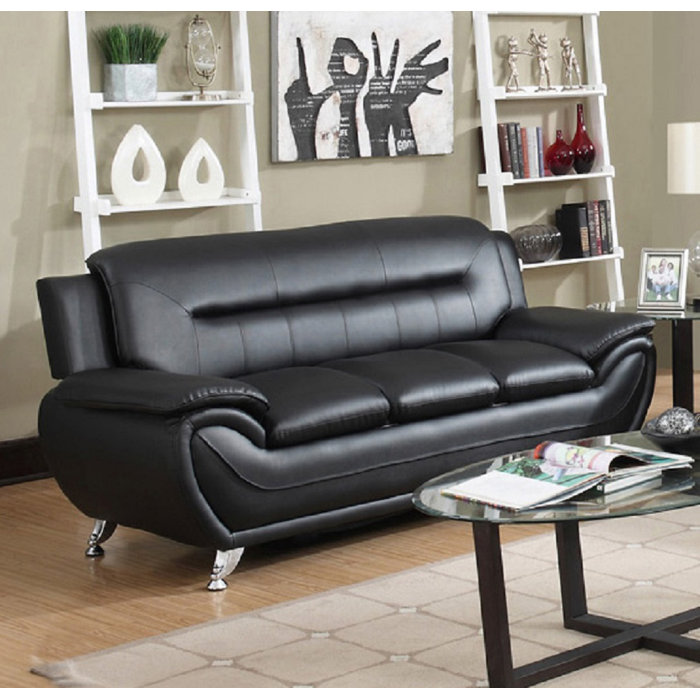 Wrought Studio Faux Leather 71'' Wide Pillow Top Arm Sofa & Reviews